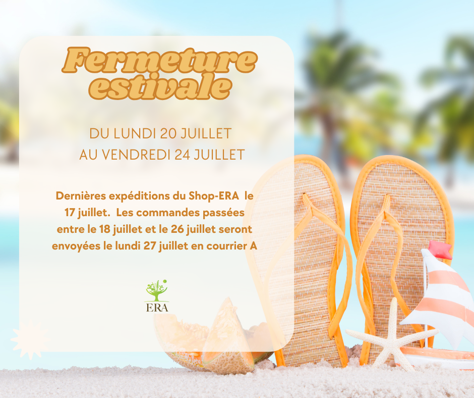 Annonce fermeture estivale sur fond de plage